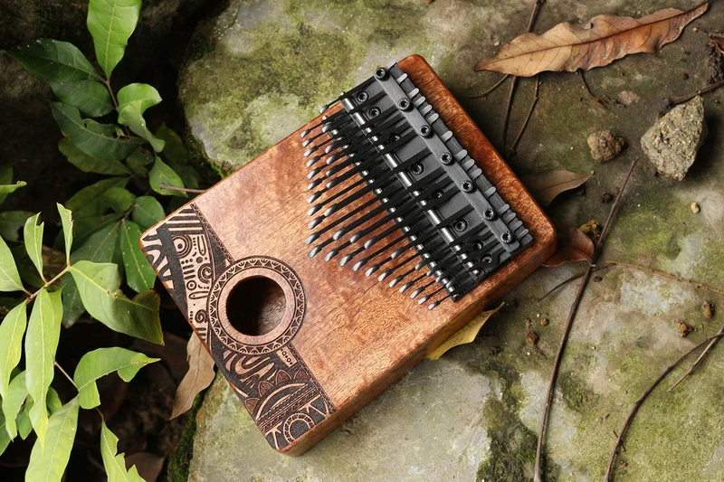 36 Keys Chromatic Kalimba Hollow/Solid Board Piano Semitone Scale African Graffiti Pattern