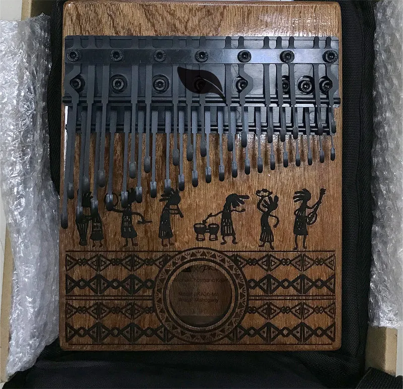 36 Keys Chromatic Kalimba Hollow/Solid Board Piano Semitone Scale African Graffiti Pattern