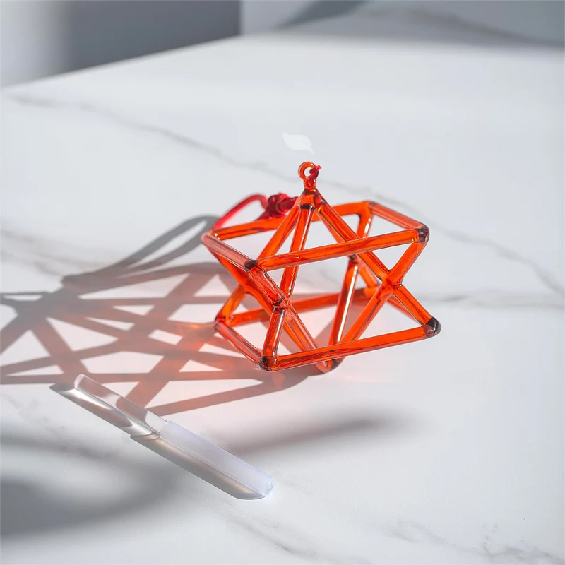 Orange Quartz Singing Merkaba Magic Crystal Pyramid Energy Yoga Meditation
