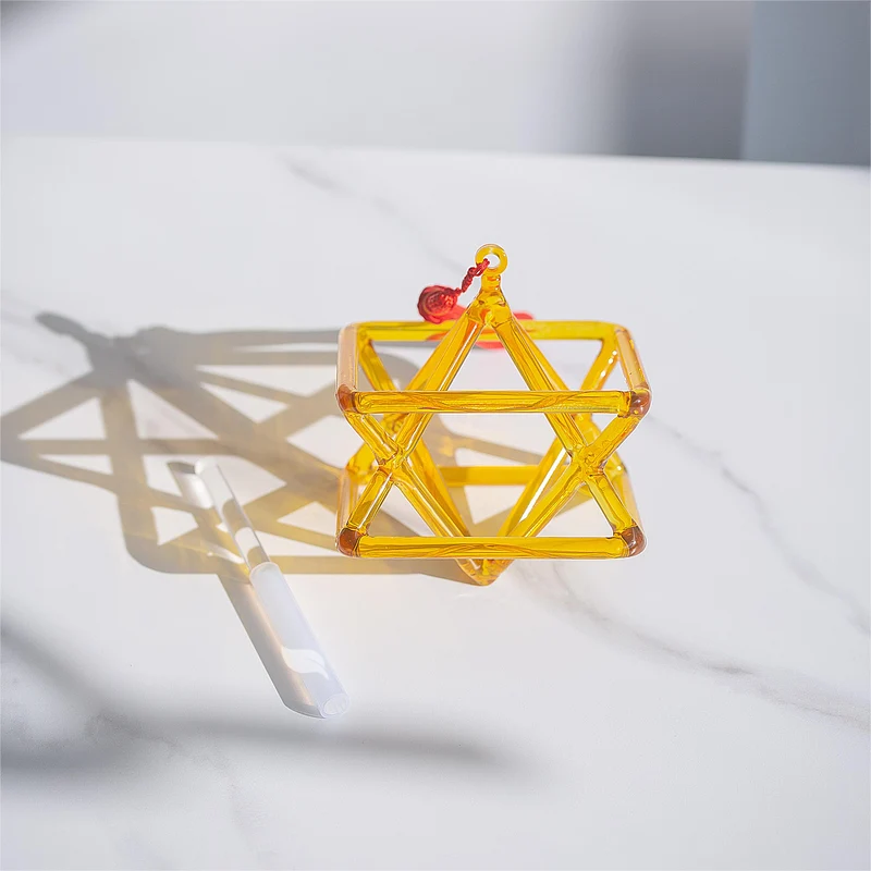 Yellow Quartz Merkaba Singing Pyramid Energy Crystal Magic Merkaba Yoga Meditation