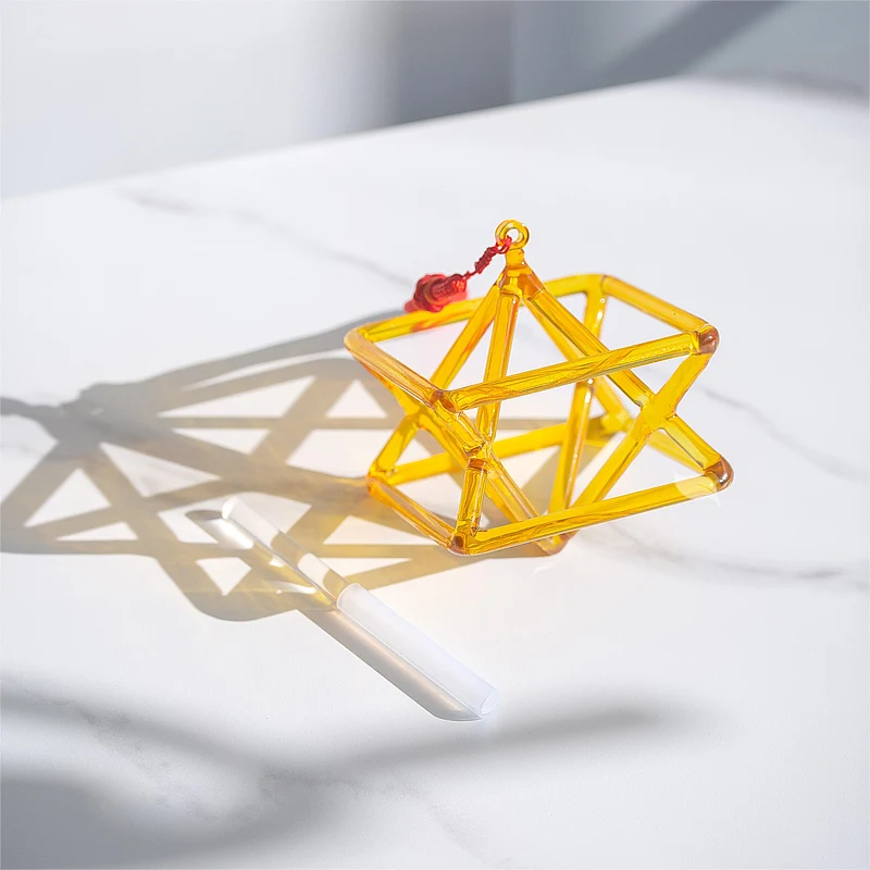 Yellow Quartz Merkaba Singing Pyramid Energy Crystal Magic Merkaba Yoga Meditation