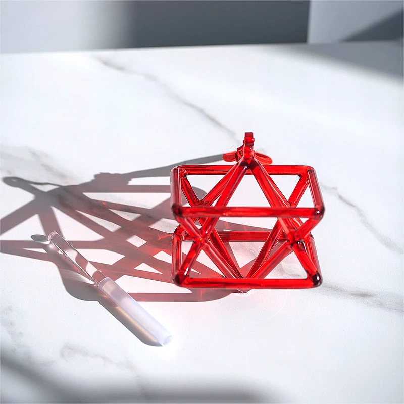 Red Singing Merkaba Crystal Star Clear Pyramid Powerful Energy Sound Healing