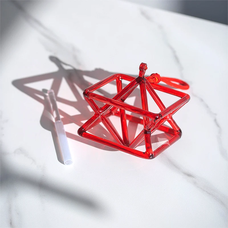 Red Singing Merkaba Crystal Star Clear Pyramid Powerful Energy Sound Healing