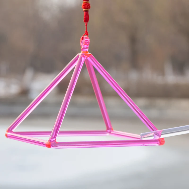 Pink Singing Pyramid Quartz Crystal Triangle Sound Therapy Chakra Meditation