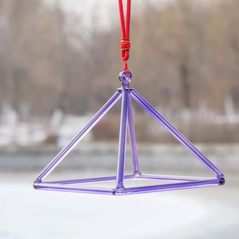 Purple Crystal Pyramid Sound Healing Quartz Singing Triangle Chakra Meditation