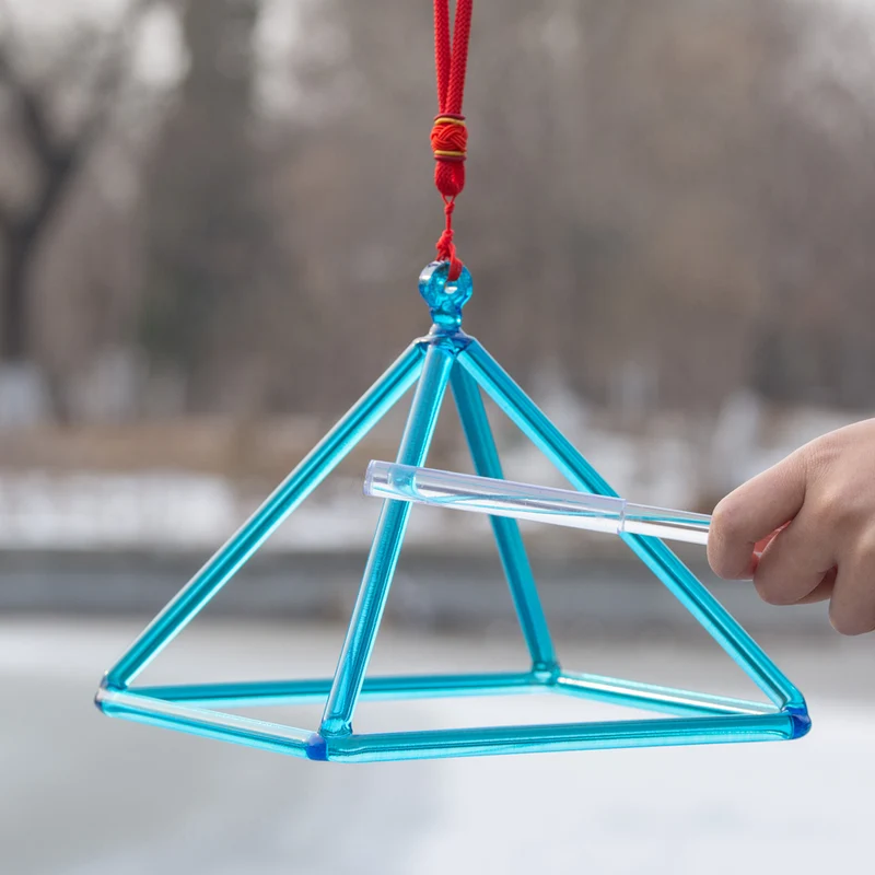 Blue Crystal Singing Pyramid Sound Healing Triangle Quartz Chakra Meditation