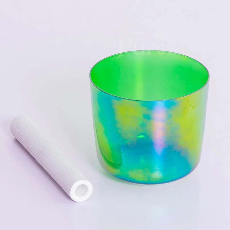 Purple, Yellow) Clear Crystal Singing Bowl Quartz Alchemy Sound Bowl Healing Meditation