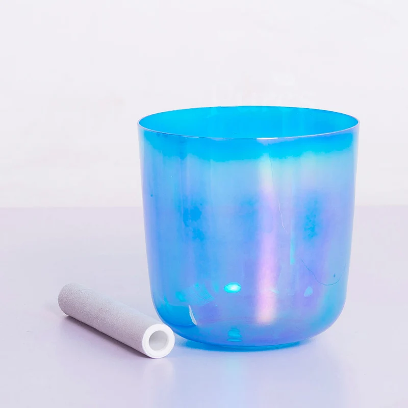Blue, Orange)Clear Crystal Singing Alchemy Bowl Quartz Sound Yoga Meditation Bowl