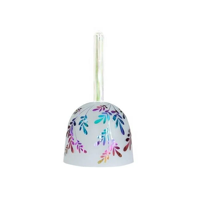 Crystal Handle Singing Bowl Frosted Nature Leaves Design For Sound Therapy Yoga Meditation