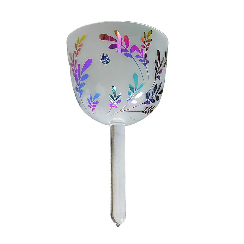 Crystal Handle Singing Bowl Frosted Nature Leaves Design For Sound Therapy Yoga Meditation