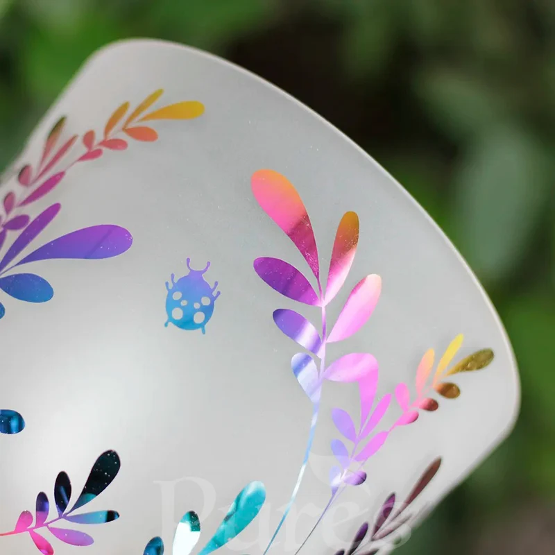 Crystal Handle Singing Bowl Frosted Nature Leaves Design For Sound Therapy Yoga Meditation