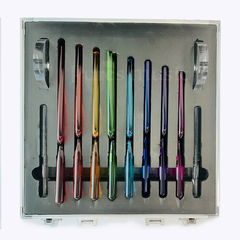 Crystal Tuning Fork Quartz Set Clear Colorful For Sound Healing Chakra Meditation