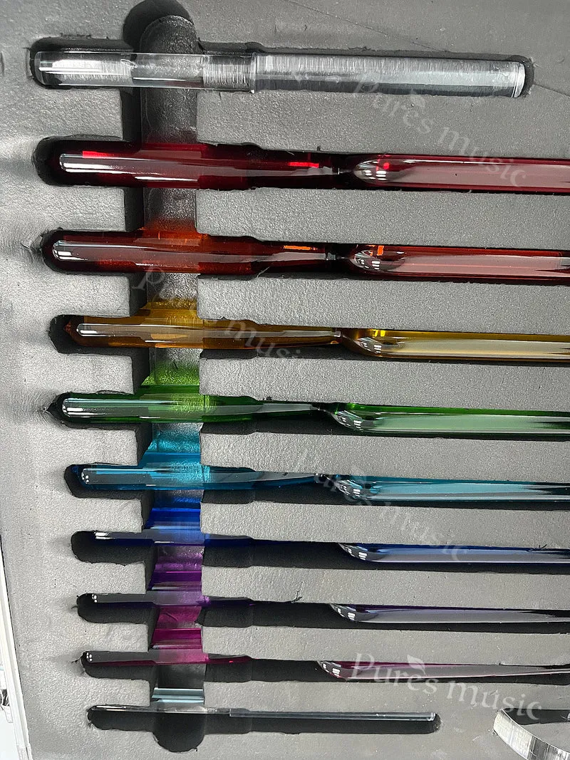 Crystal Tuning Fork Quartz Set Clear Colorful For Sound Healing Chakra Meditation