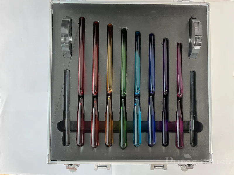 Crystal Tuning Fork Quartz Set Clear Colorful For Sound Healing Chakra Meditation