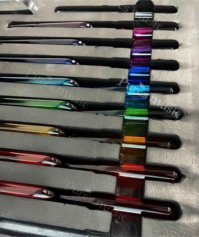 Crystal Tuning Fork Quartz Set Clear Colorful For Sound Healing Chakra Meditation