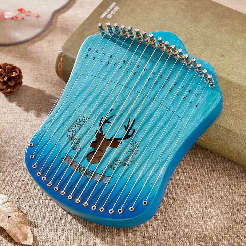 Harpika Miniature Finger Lyre Harp 17-String Portable Wooden Lyre Gift Instrument