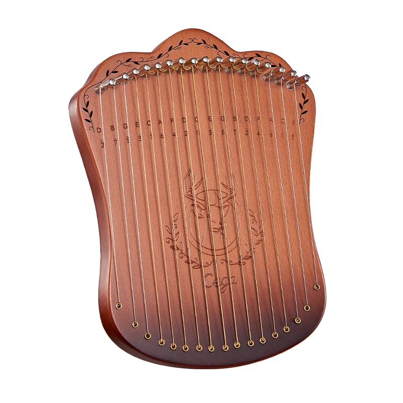 Harpika Miniature Finger Lyre Harp 17-String Portable Wooden Lyre Gift Instrument