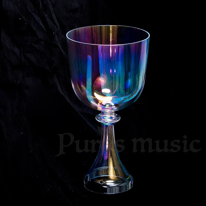 Colorful Clear Crystal Singing Grail Chalice Bowl Quartz For Yoga Sound Meditation