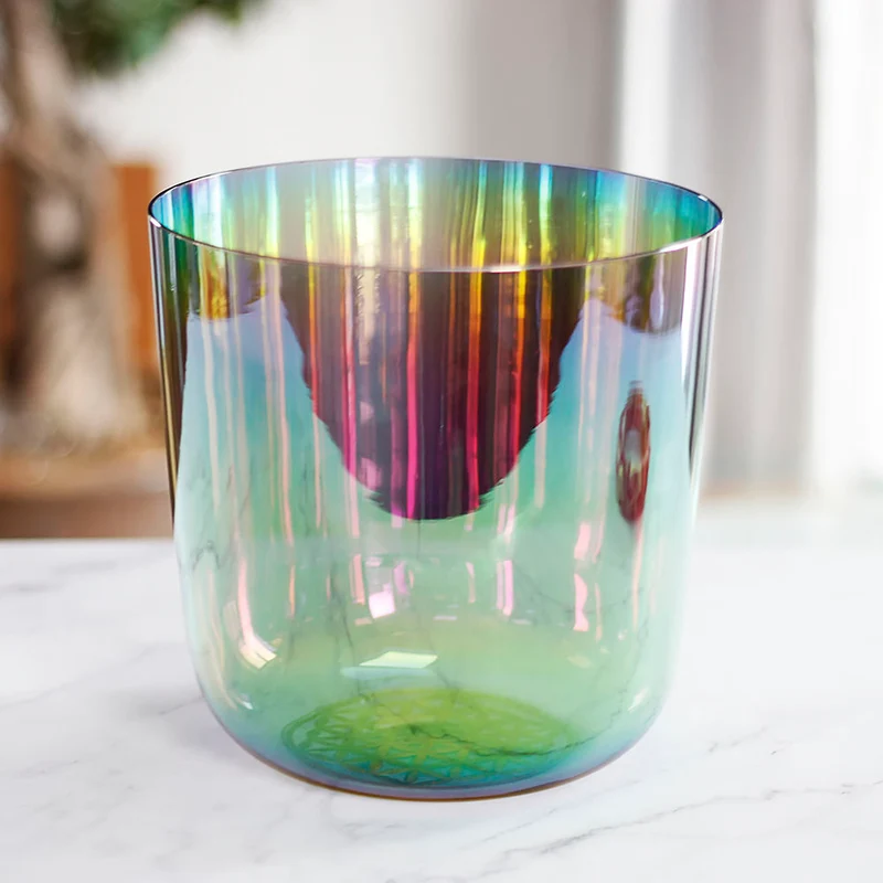 Northern lights Clear Crystal Singing Bowl Alchemy 440/432Hz Quartz Sound Bath Meditation Bowl