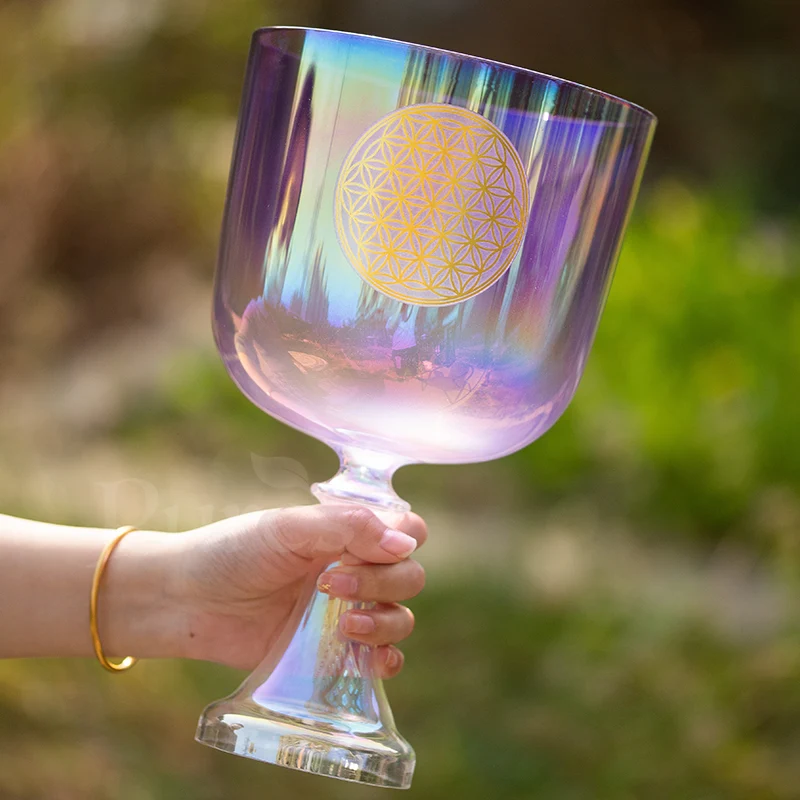 Flower of Life Rose Crystal Singing Chalice Grail For Sound Healing Meditation