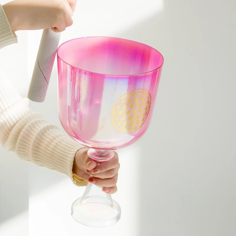 Flower of Life Rose Crystal Singing Chalice Grail For Sound Healing Meditation