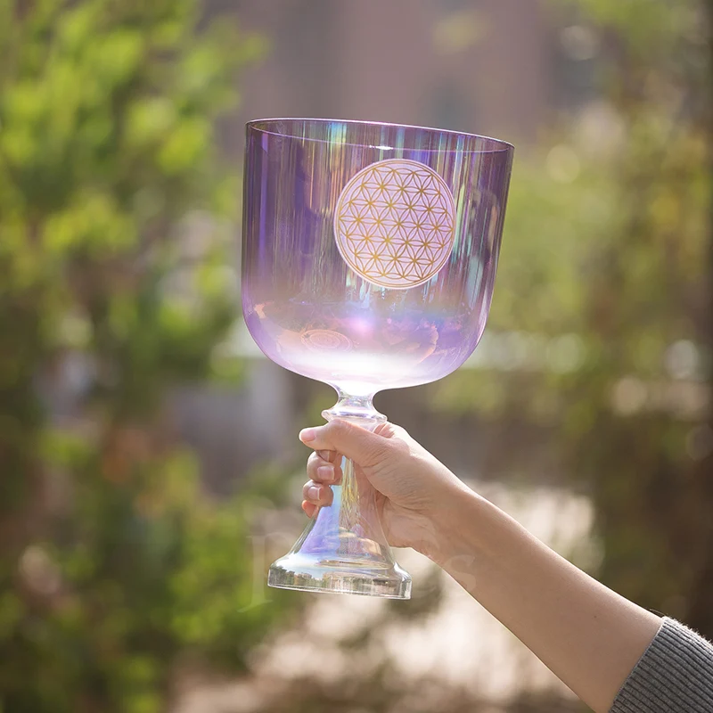 Flower of Life Rose Crystal Singing Chalice Grail For Sound Healing Meditation