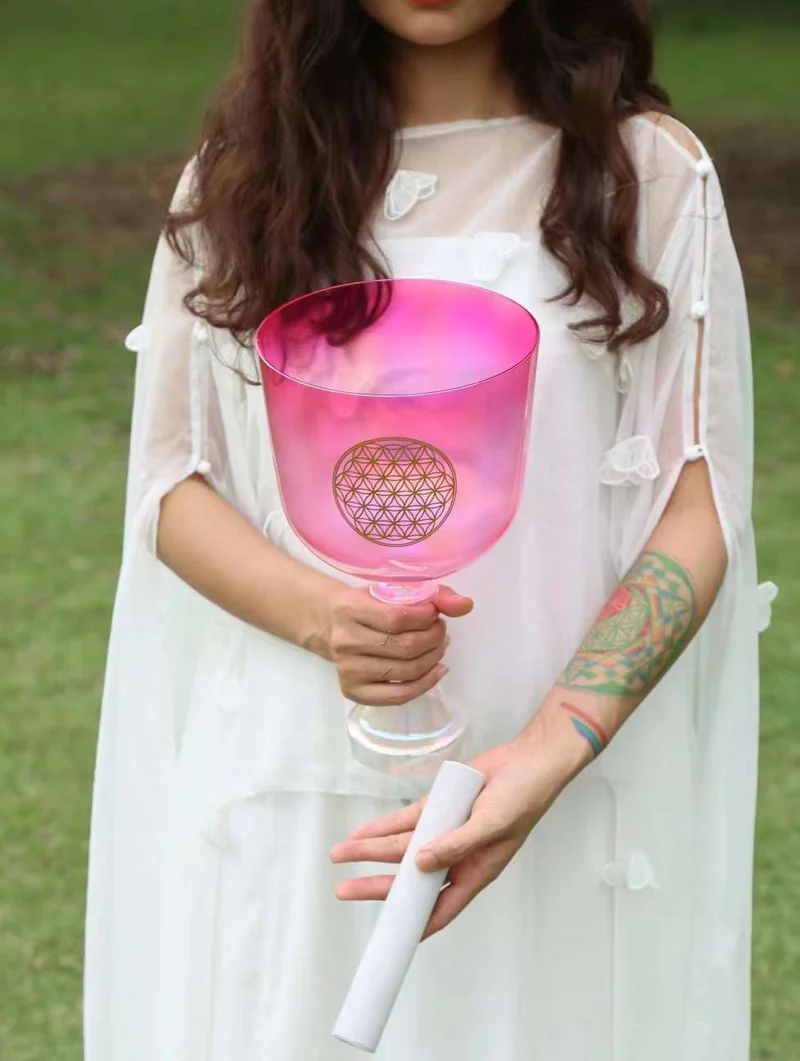 Flower of Life Rose Crystal Singing Chalice Grail For Sound Healing Meditation