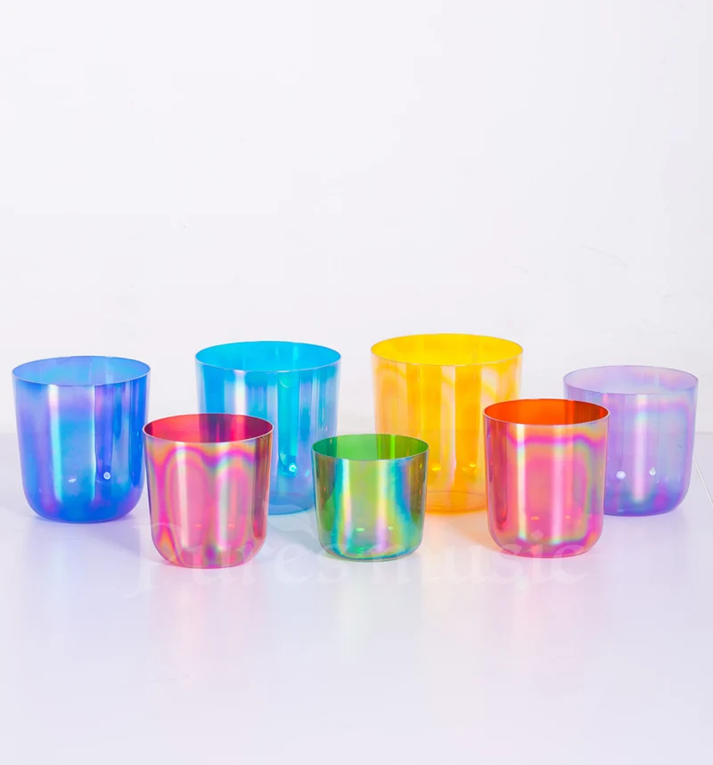 Alchemy Colorful Crystal Singing Bowl Set Clear 440/432Hz 7 Seven Chakra Sound Bath Bowl Set