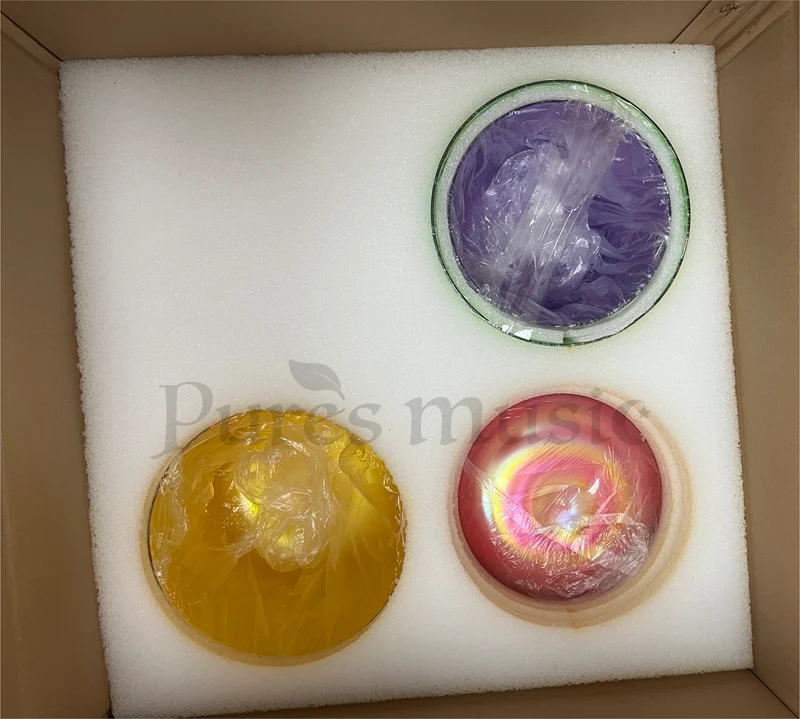 Alchemy Colorful Crystal Singing Bowl Set Clear 440/432Hz 7 Seven Chakra Sound Bath Bowl Set