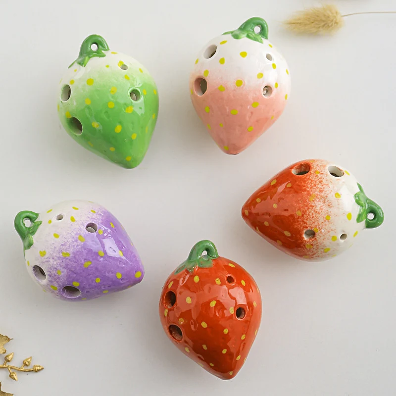 Strawberry Ocarina 6 Hole Pendant Ocarina Alto C Instrument Gift For Beginner