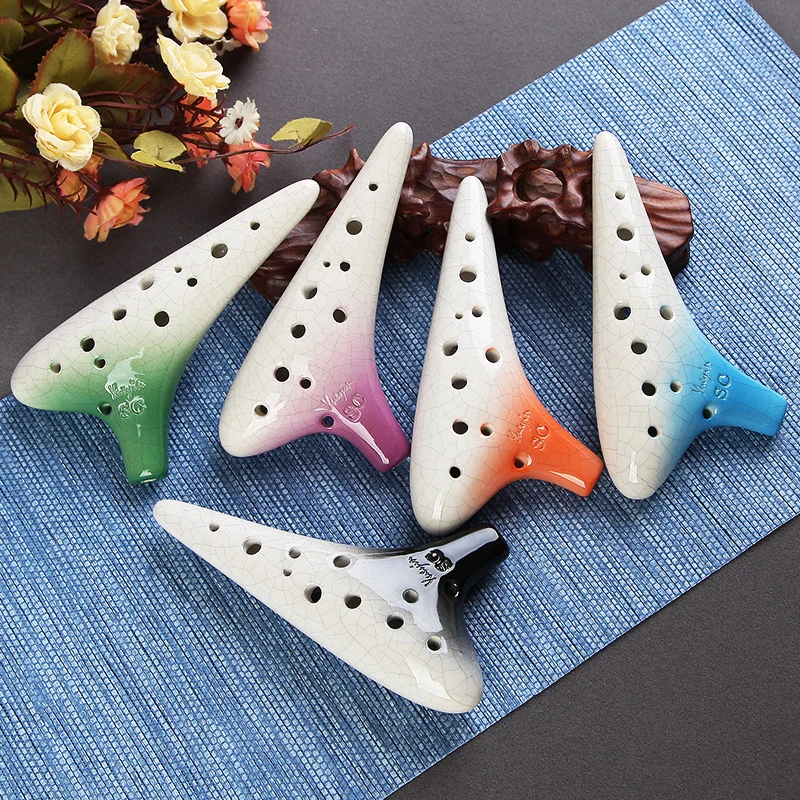 Gradient 5 Colors SC 12 Hole Soprano Ocarina Treble Ceramic Wind Instrument