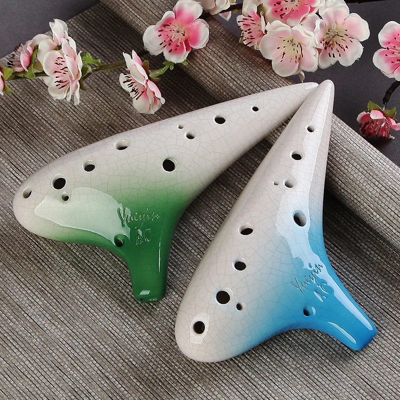 Gradient 5 Colors 12 Hole Ocarina Tenor Alto C Ceramic Ocarina Instrument