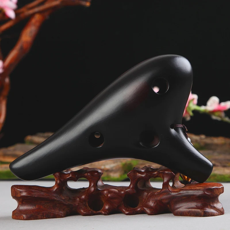 Black Ceramic 12 Hole Ocarina Alto C Ocarine Ocarina Instrument