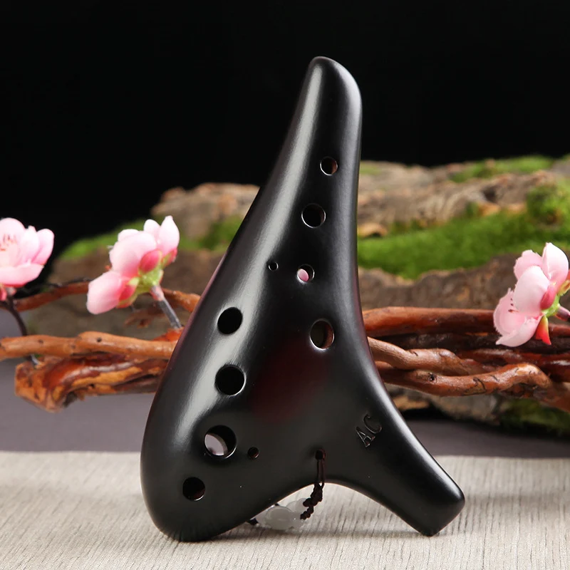 Black Ceramic 12 Hole Ocarina Alto C Ocarine Ocarina Instrument