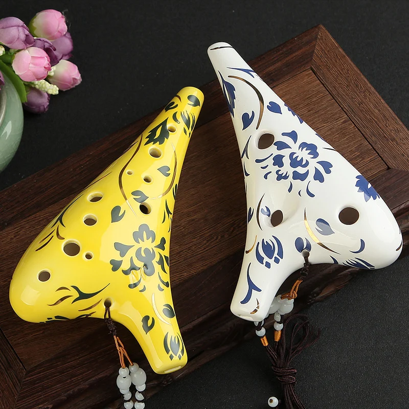 Art Draw Porcelain 12 Hole Ocarina Alto C Clay Ocarina Instrument