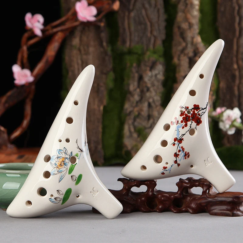 Dragon Tooth Ocarina 12 Hole Painted Ocarina Alto C Playing Wind Instrument