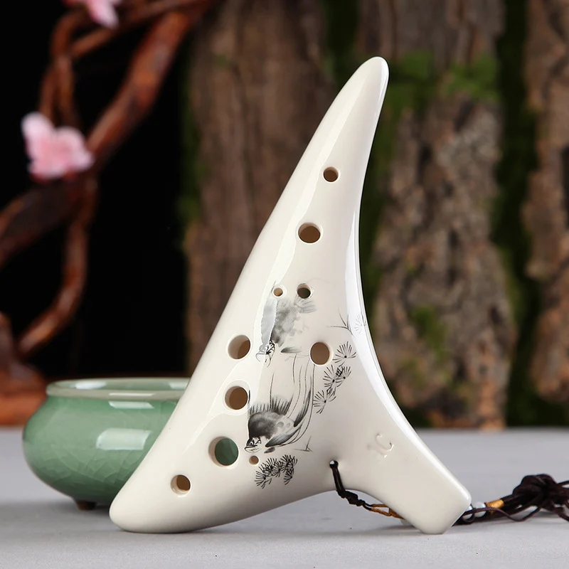 Dragon Tooth Ocarina 12 Hole Painted Ocarina Alto C Playing Wind Instrument
