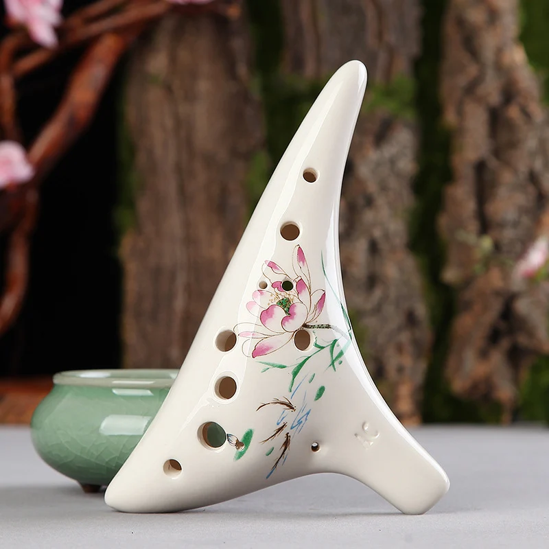 Dragon Tooth Ocarina 12 Hole Painted Ocarina Alto C Playing Wind Instrument