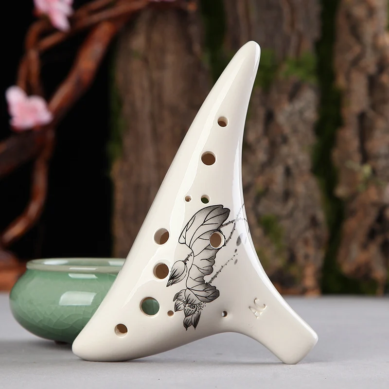 Dragon Tooth Ocarina 12 Hole Painted Ocarina Alto C Playing Wind Instrument