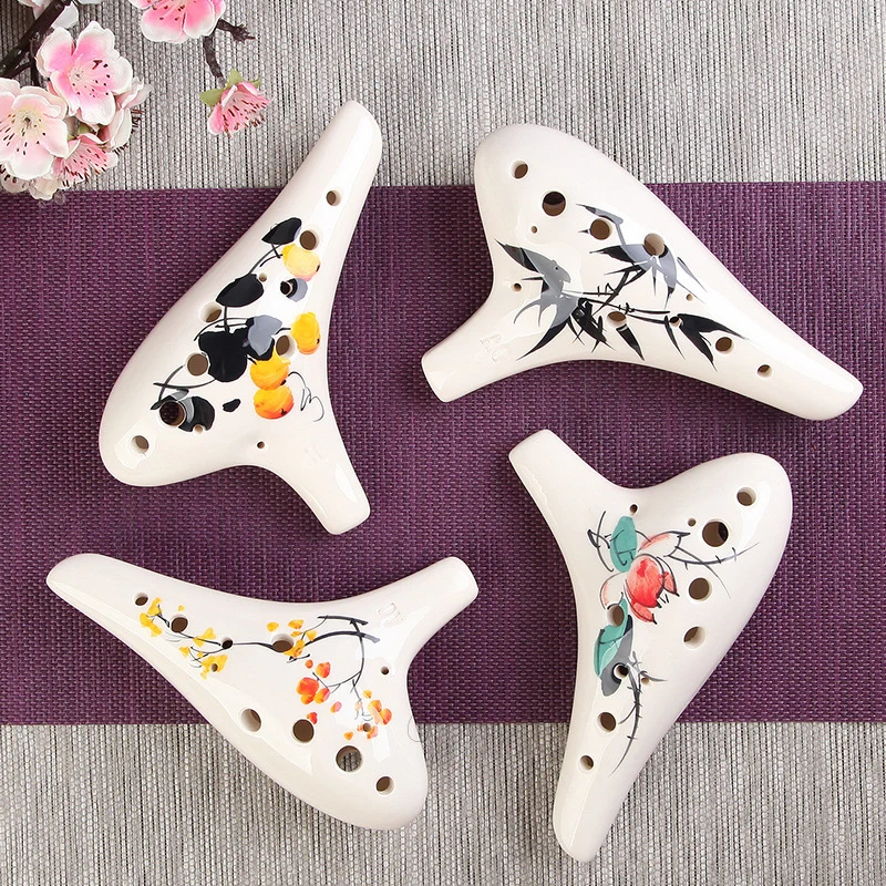 Painted 12 Hole Ocarina Alto C Clay Ocarina Instrument For Beginner