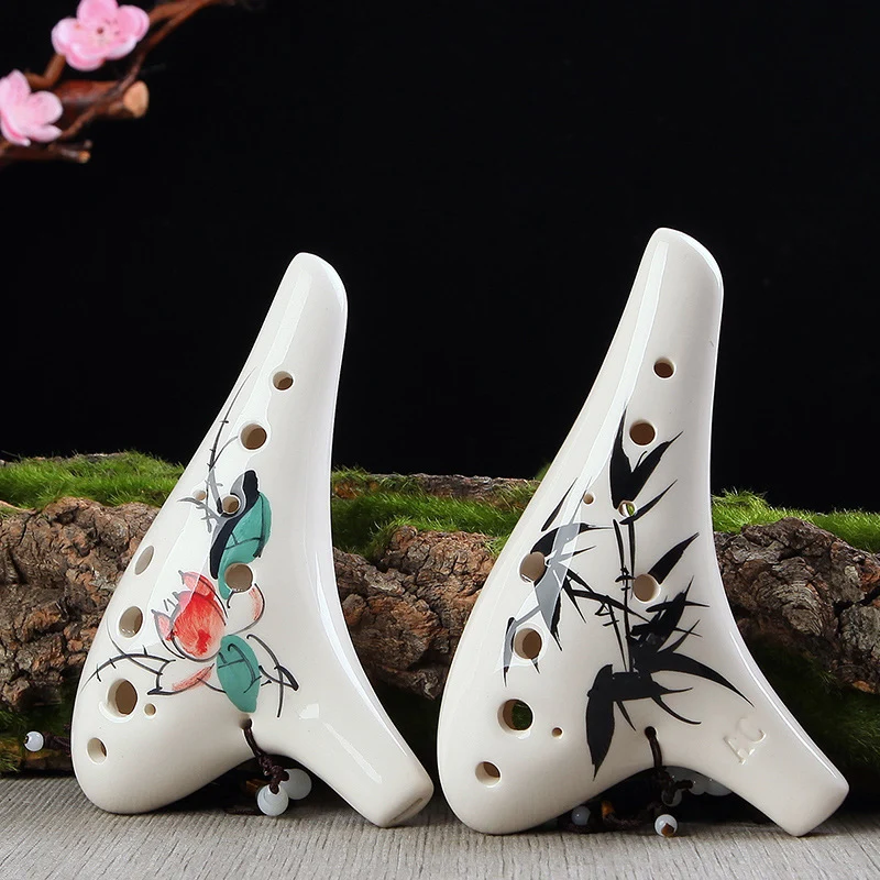 Painted 12 Hole Ocarina Alto C Clay Ocarina Instrument For Beginner
