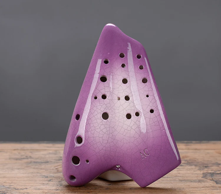 Multicolor Ice Crack Triple Ocarina Alto C Clay Ocarina Musical Instrument