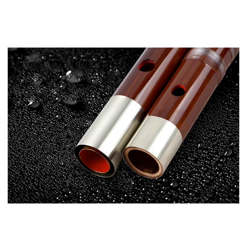 Brown Bamboo Flute Dizi Handmade Aged Bamboo Separable Traditional Chinese Instrument