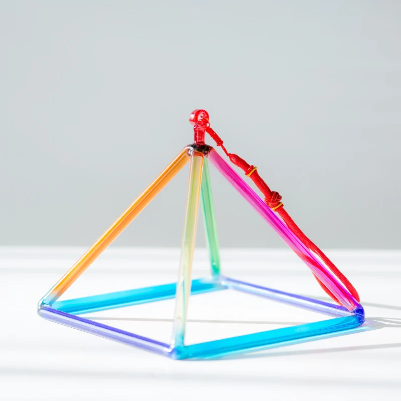 Rainbow Colorful Crystal Singing Pyramid Chakra Meditation Healing Triangle
