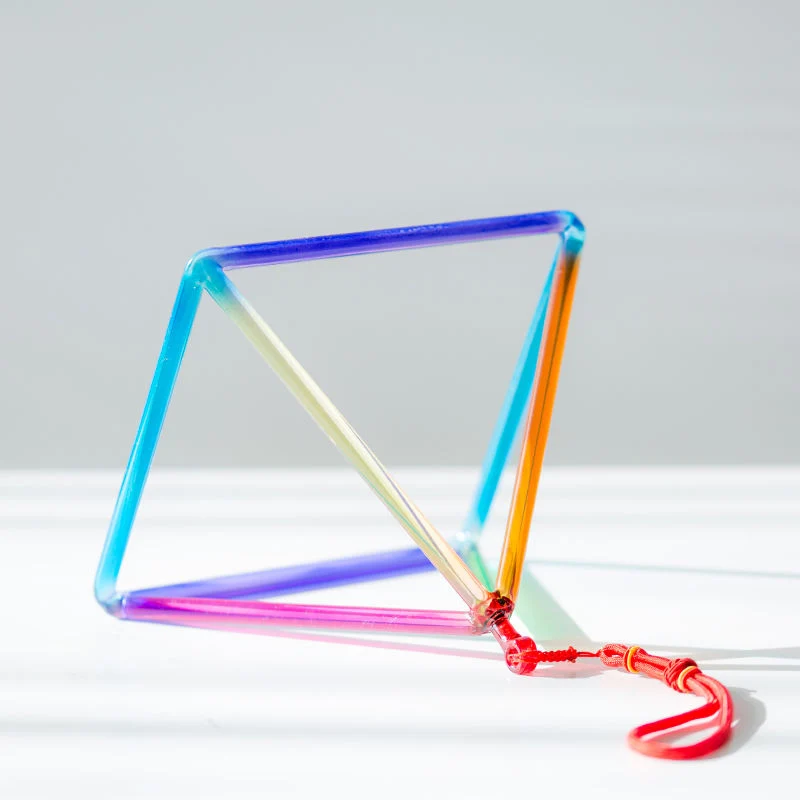 Rainbow Colorful Crystal Singing Pyramid Chakra Meditation Healing Triangle
