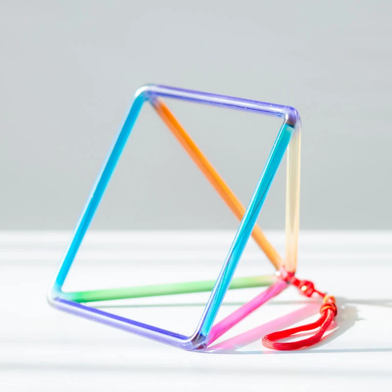 Rainbow Colorful Crystal Singing Pyramid Chakra Meditation Healing Triangle
