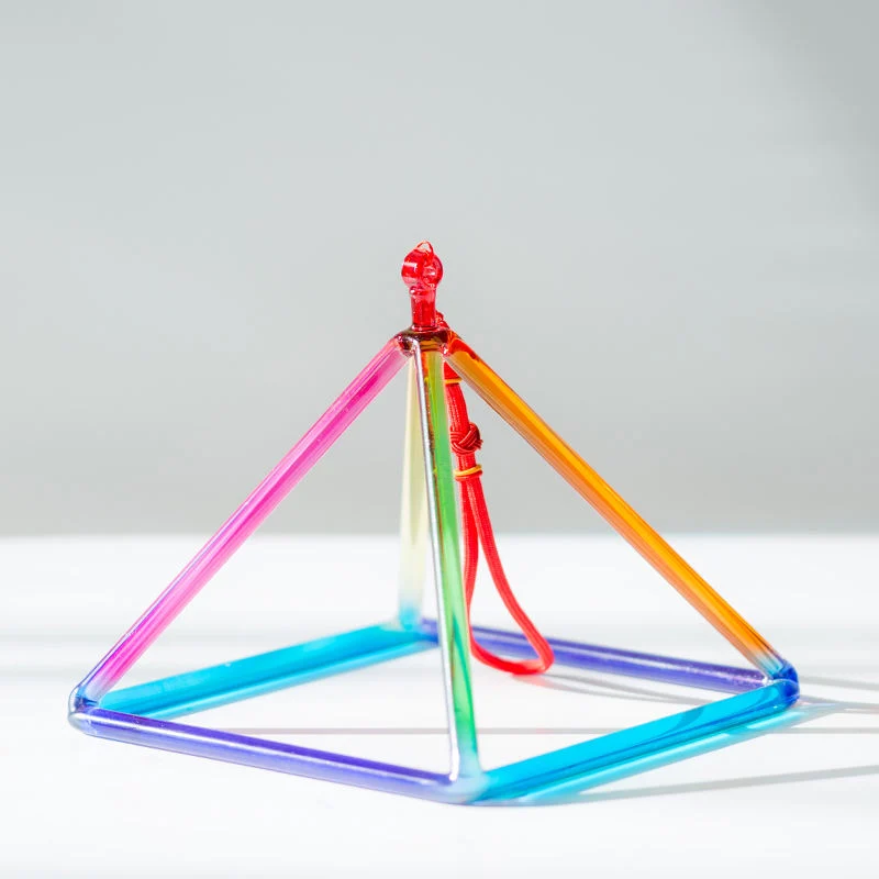 Rainbow Colorful Crystal Singing Pyramid Chakra Meditation Healing Triangle