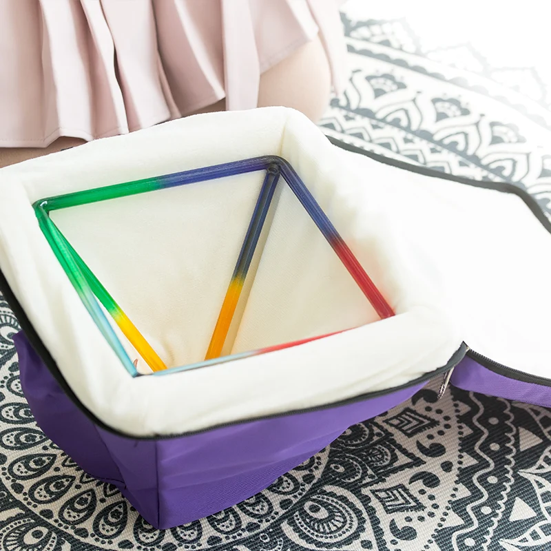 Rainbow Colorful Crystal Singing Pyramid Chakra Meditation Healing Triangle