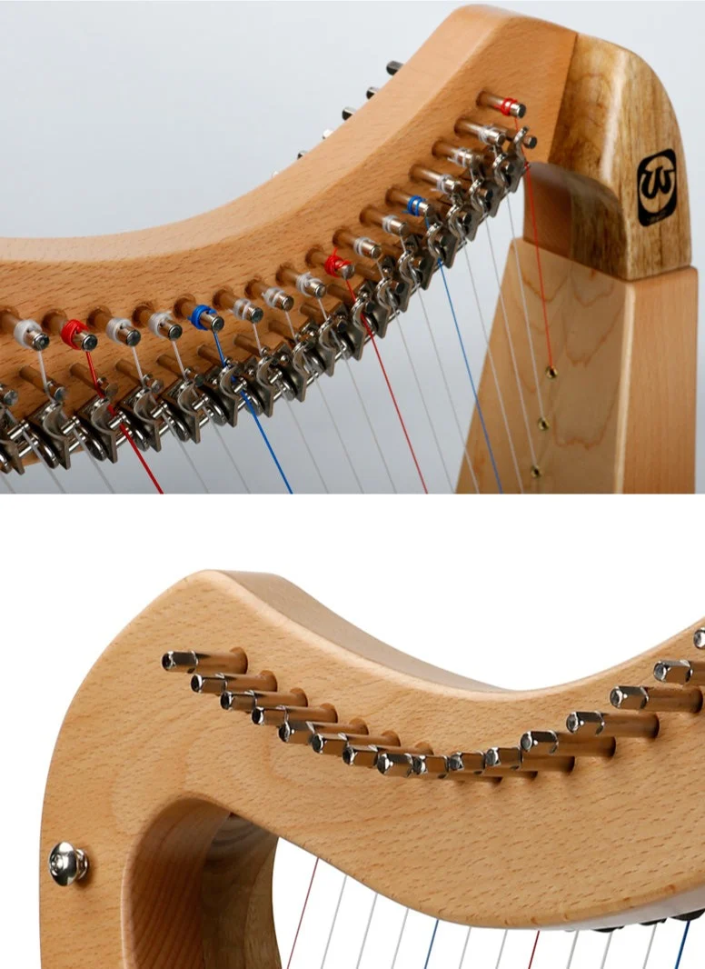 Walter.t 19-String With Levers Irish Celtic Lyre Harp Semitone Key Lyre Instrument