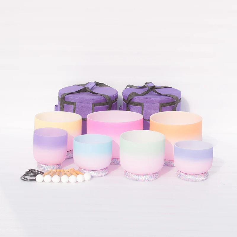Perfect Pitch 440/432Hz Crystal Singing Bowl Set Chakra Quartz Sound Bowl Set